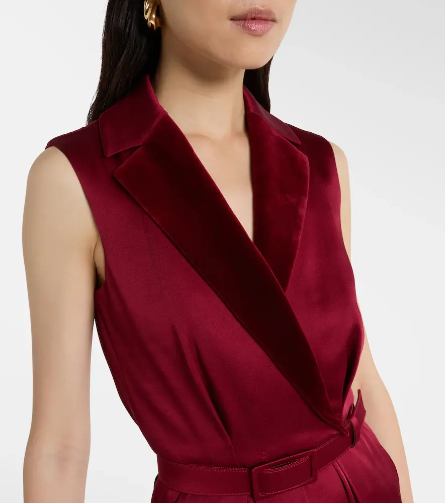 Max Mara Scalata velvet-trimmed satin jumpsuit | Thumbnail 2
