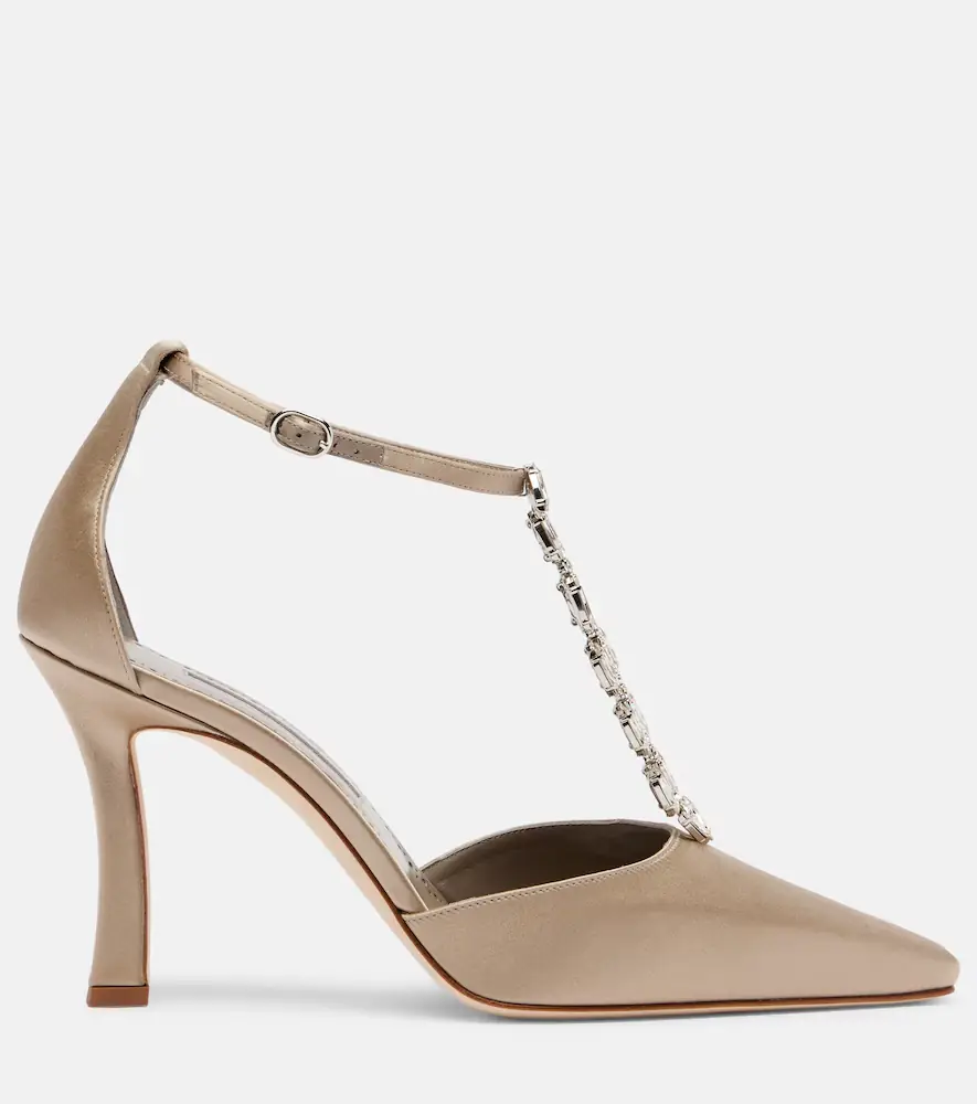 Manolo Blahnik Molara embellished satin pumps | Thumbnail 3
