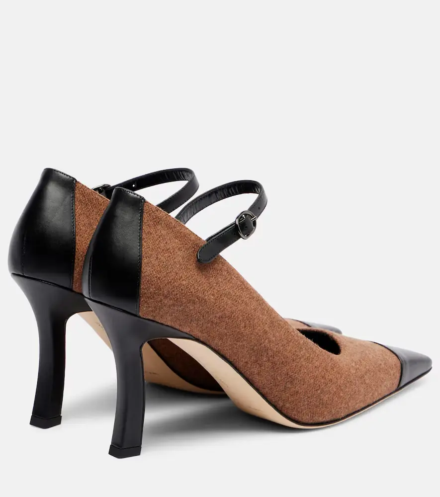 Manolo Blahnik Semele 90 leather-trimmed tweed pumps | Thumbnail 2
