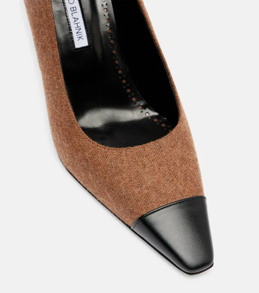 Manolo Blahnik Semele 90 leather-trimmed tweed pumps | Thumbnail 4