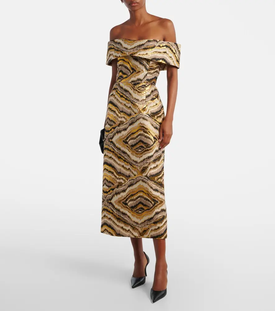 Markarian Gloria off-shoulder jacquard midi dress | Thumbnail 2 Markarian Gloria off-shoulder jacquard midi dress | Thumbnail 2