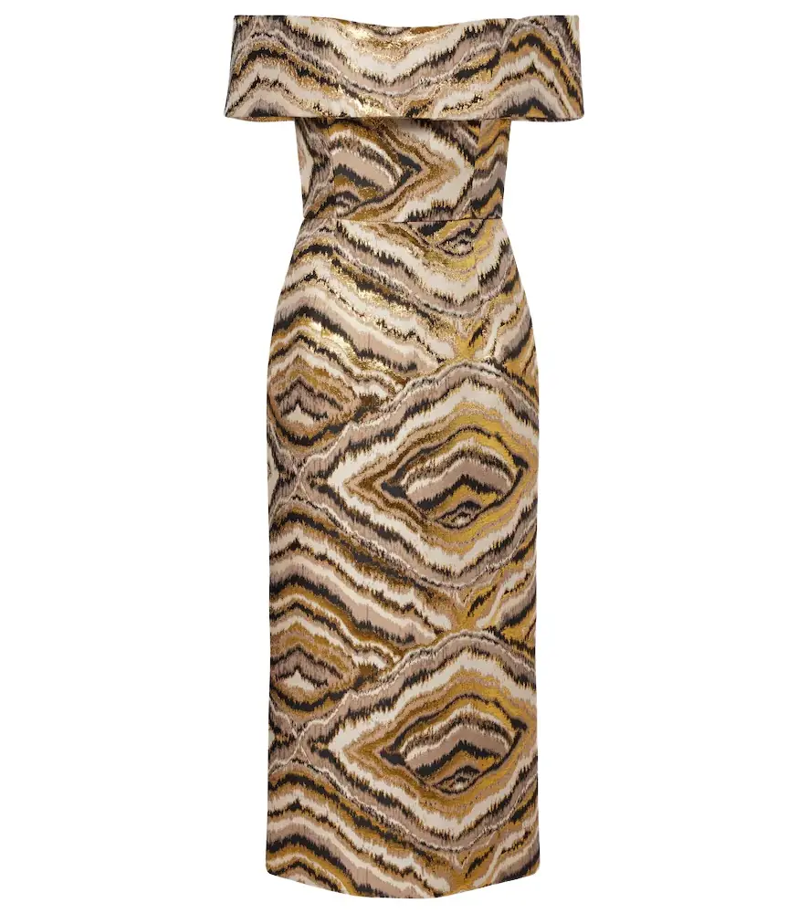 Markarian Gloria off-shoulder jacquard midi dress | Image 1 Markarian Gloria off-shoulder jacquard midi dress | Image 1