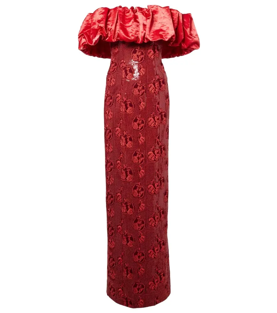 Markarian Rowan sequined off-shoulder bustier gown