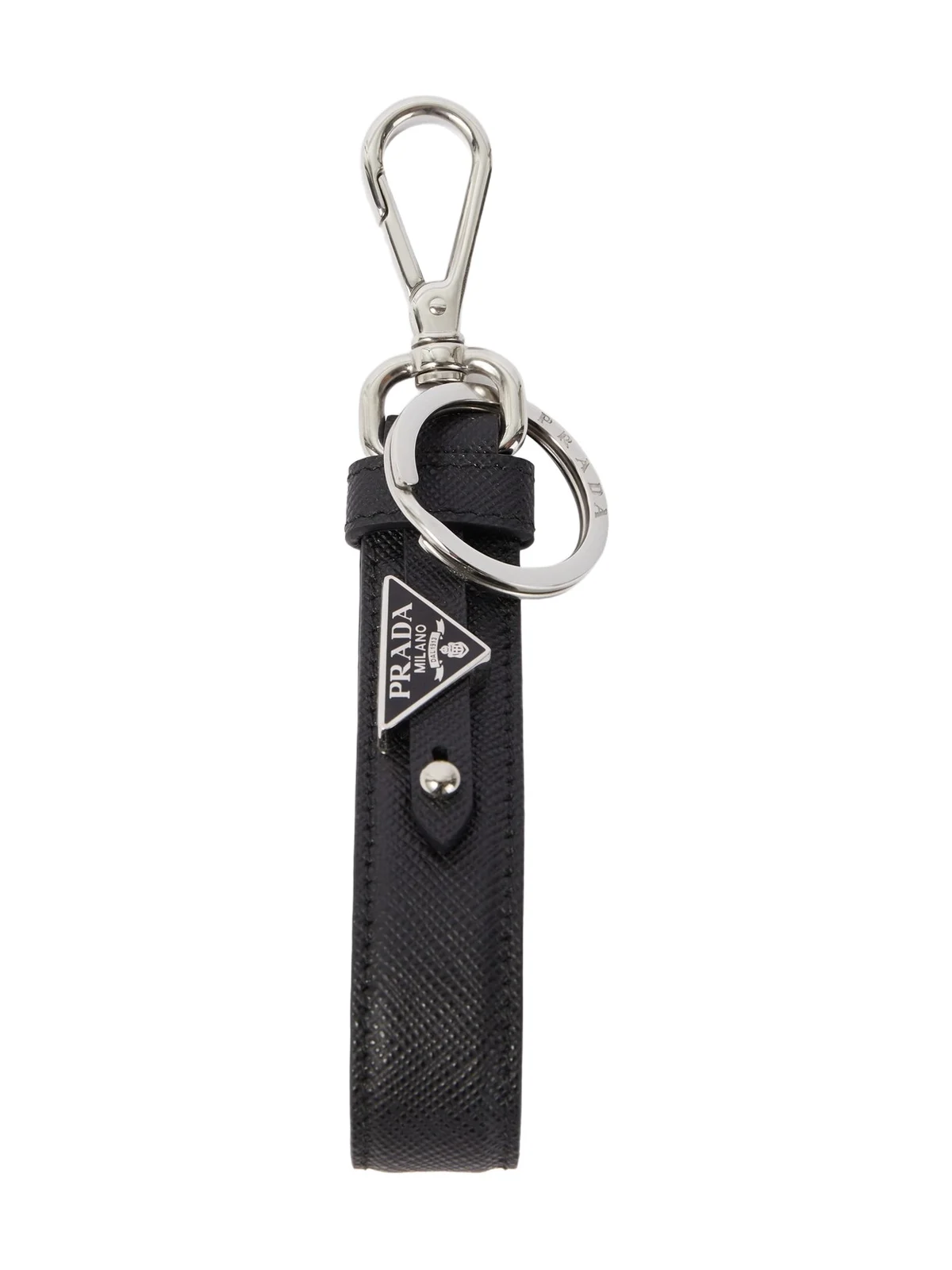 Saffiano logo leather keychain