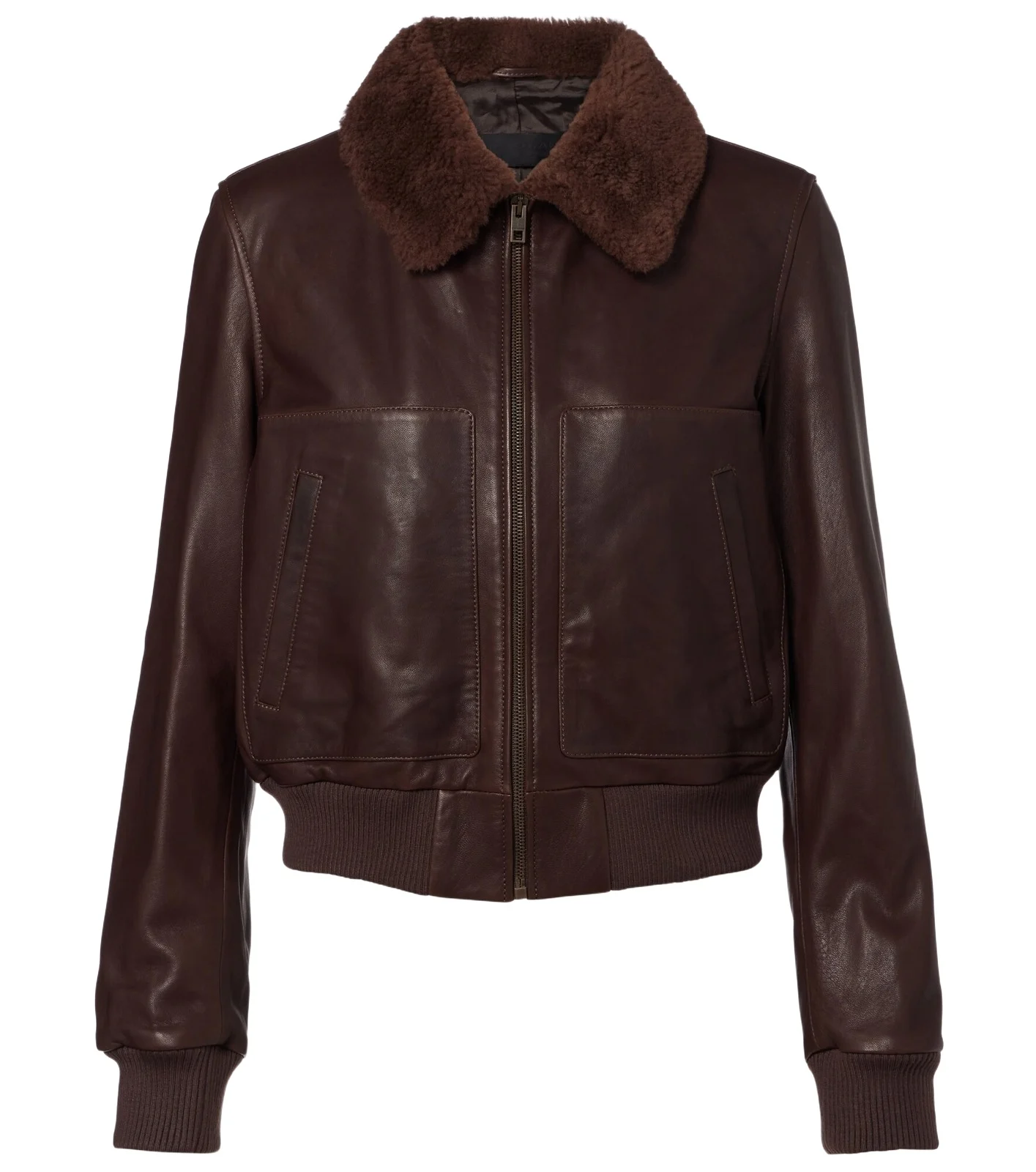 Shearling-trimmed leather jacket Shearling-trimmed leather jacket