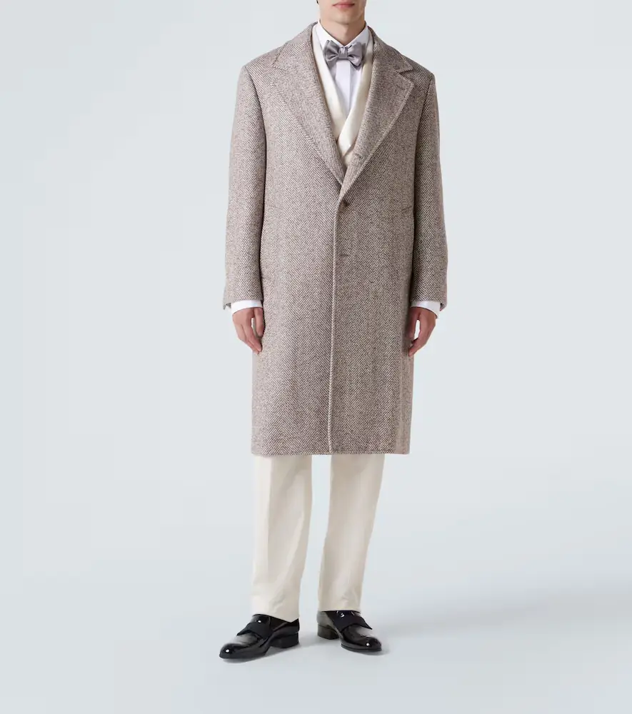 Brunello Cucinelli Herringbone wool and alpaca-blend overcoat | Thumbnail 3 Brunello Cucinelli Herringbone wool and alpaca-blend overcoat | Thumbnail 3