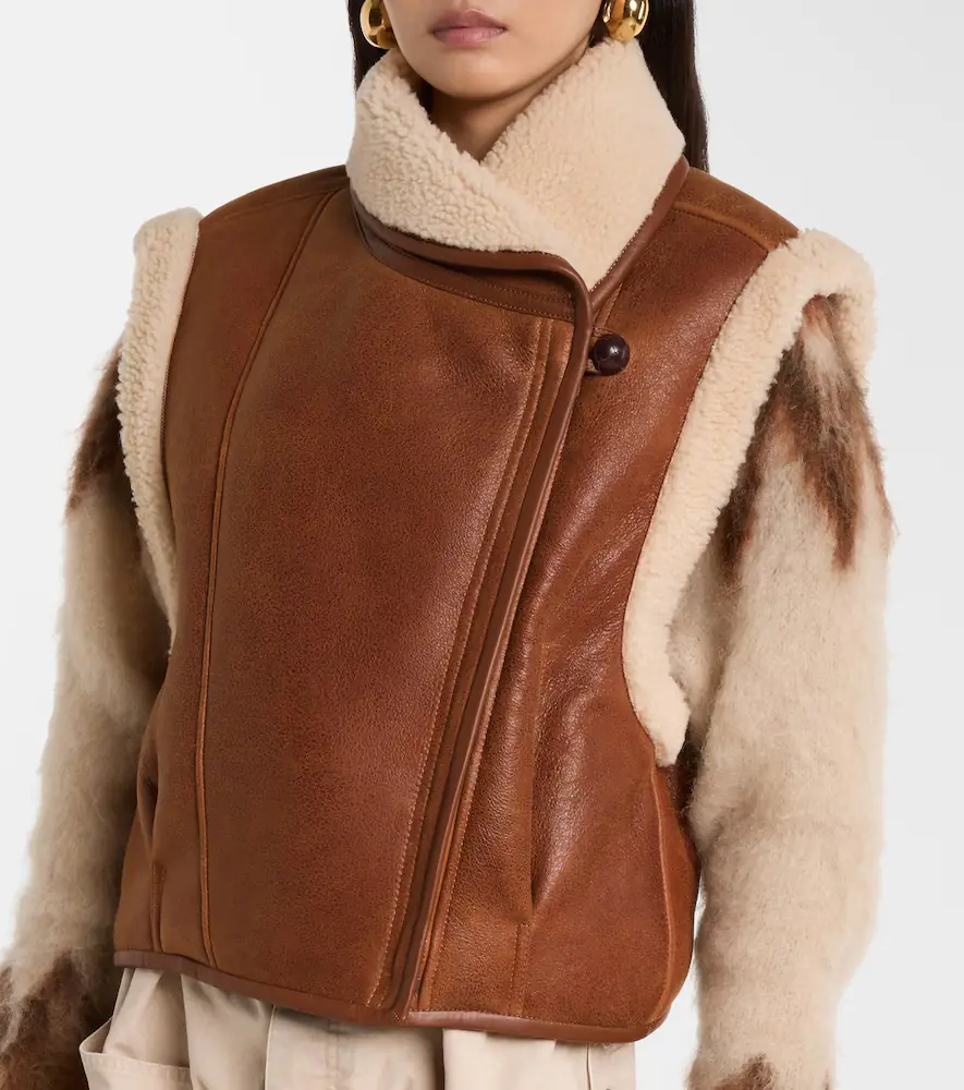 Isabel Marant Alime shearling-trimmed leather vest | Thumbnail 3 Isabel Marant Alime shearling-trimmed leather vest | Thumbnail 3