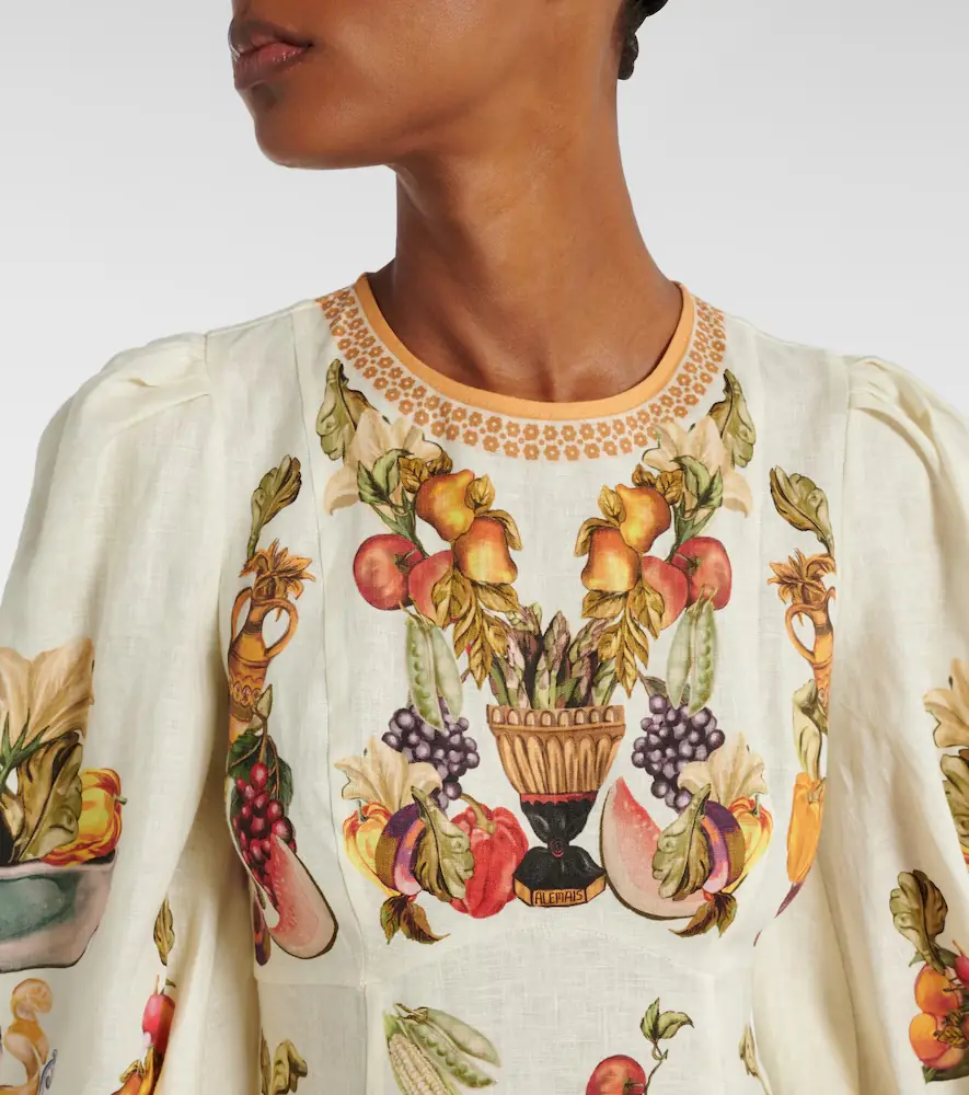 ALÉMAIS Alémais Mercado printed linen midi dress | Thumbnail 2