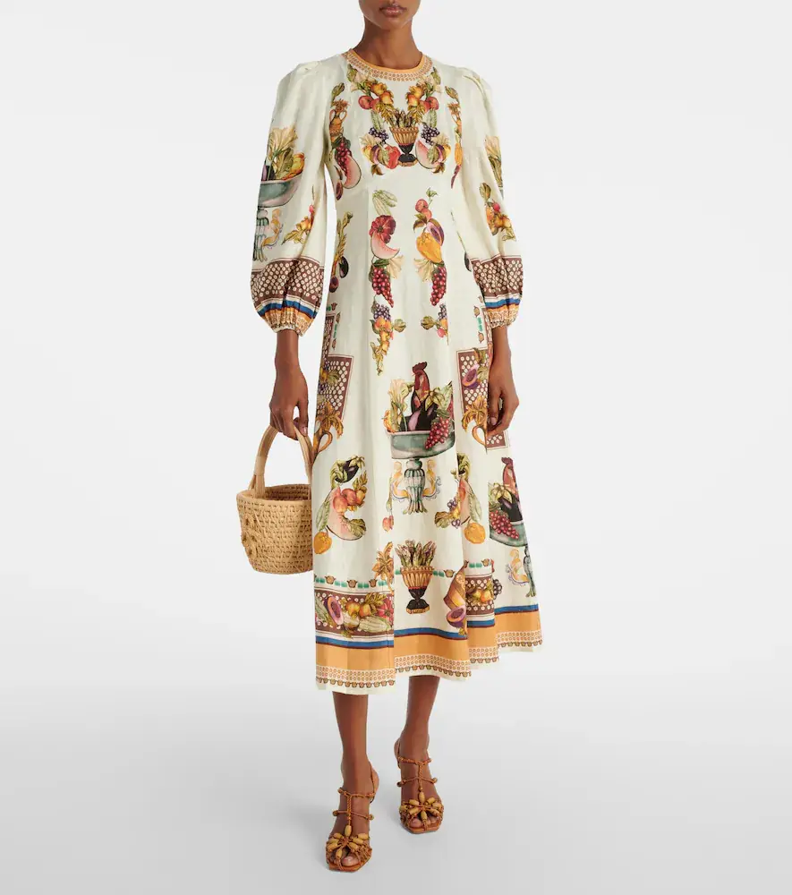 ALÉMAIS Alémais Mercado printed linen midi dress | Thumbnail 3