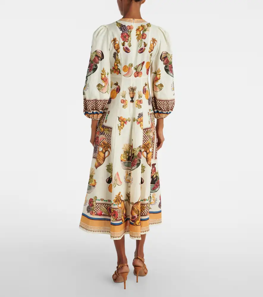 ALÉMAIS Alémais Mercado printed linen midi dress | Thumbnail 4