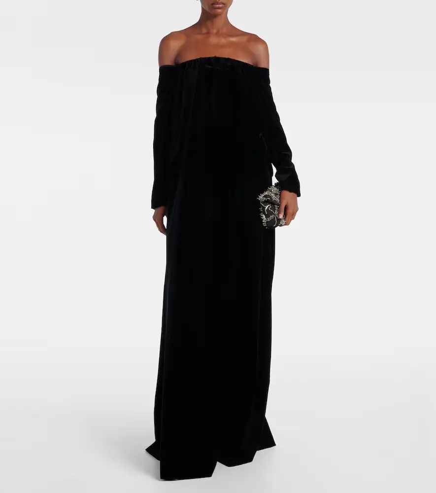 Max Mara Open-back cotton velvet gown | Thumbnail 2