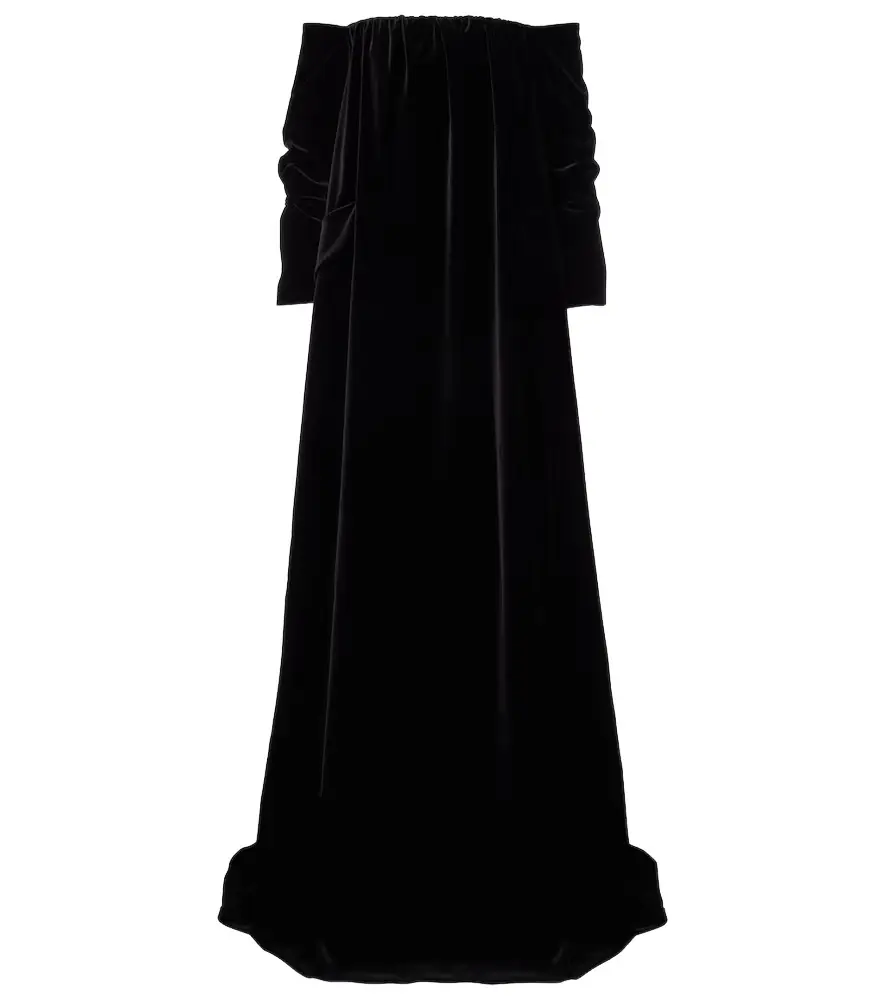 Max Mara Open-back cotton velvet gown