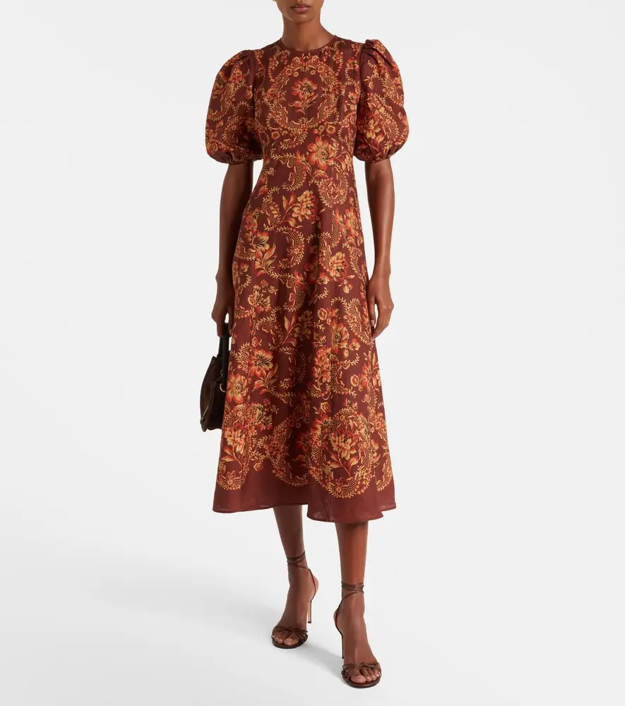 ALÉMAIS Alémais Seraphina printed linen midi dress | Thumbnail 3