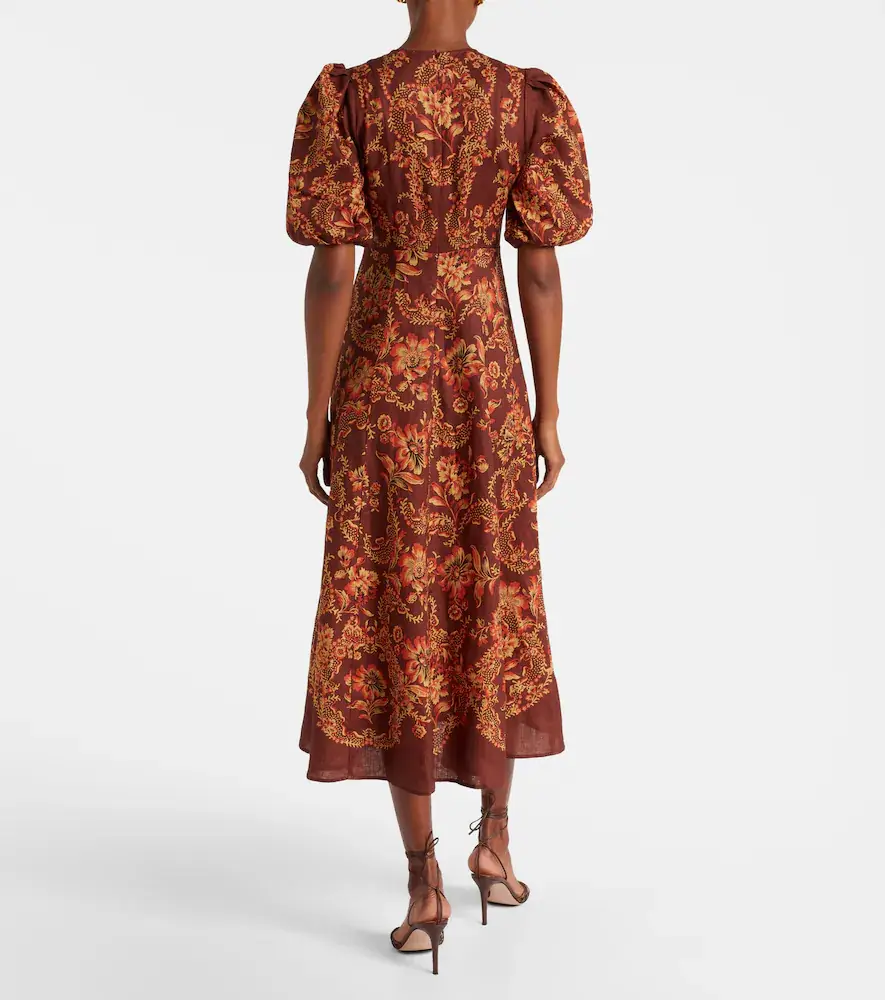 ALÉMAIS Alémais Seraphina printed linen midi dress | Thumbnail 4