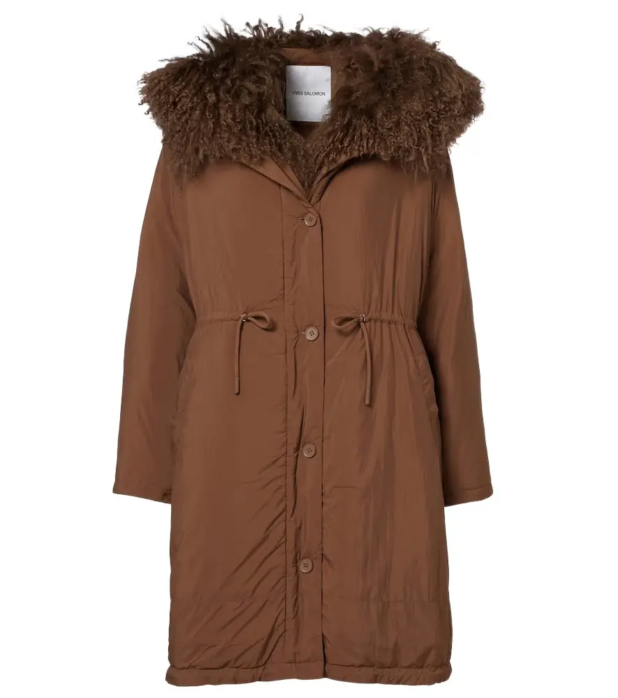 Yves Salomon Doudoune shearling-trimmed down coat