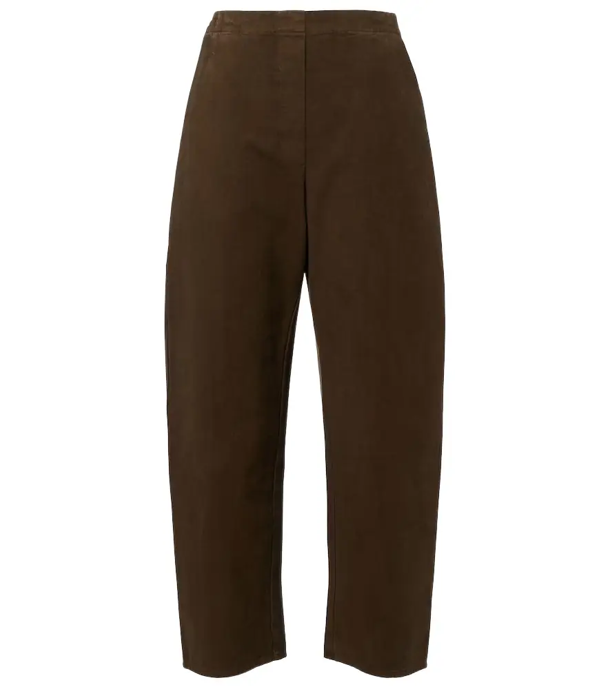 LESET Chloe high-rise cotton canvas barrel-leg pants