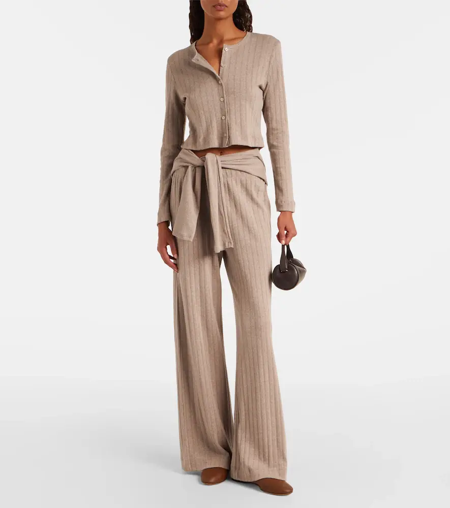 LESET Cropped pointelle cotton cardigan | Thumbnail 2 LESET Cropped pointelle cotton cardigan | Thumbnail 2