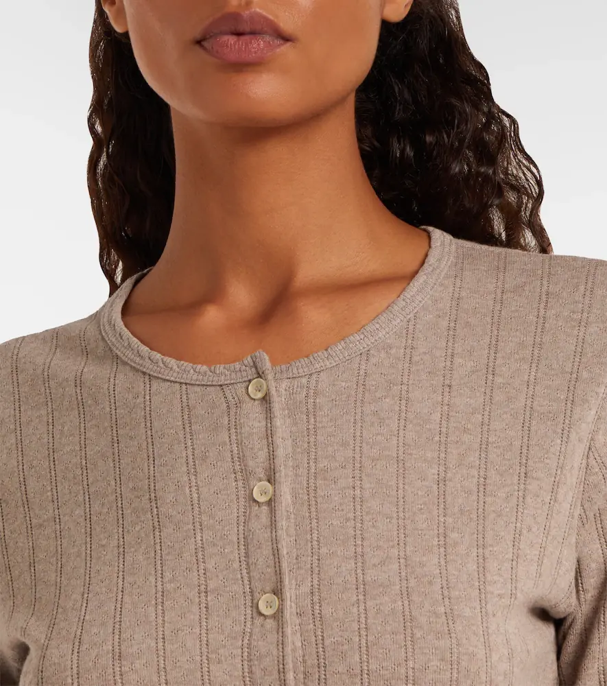 LESET Cropped pointelle cotton cardigan | Thumbnail 5 LESET Cropped pointelle cotton cardigan | Thumbnail 5
