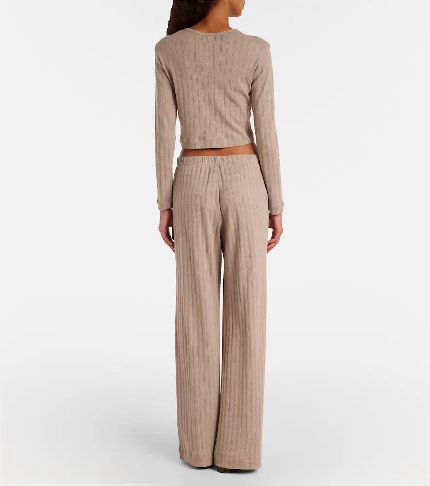 LESET Cropped pointelle cotton cardigan | Thumbnail 6 LESET Cropped pointelle cotton cardigan | Thumbnail 6