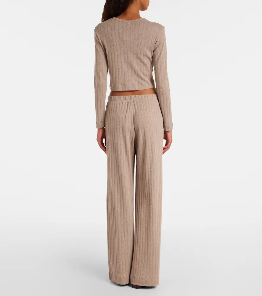 LESET Pointelle cotton wide-leg pants | Thumbnail 2