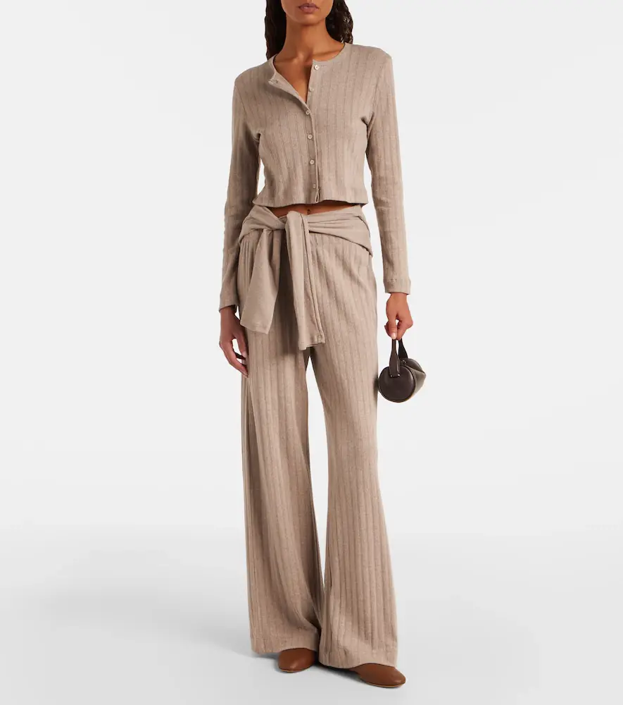 LESET Pointelle cotton wide-leg pants | Thumbnail 3