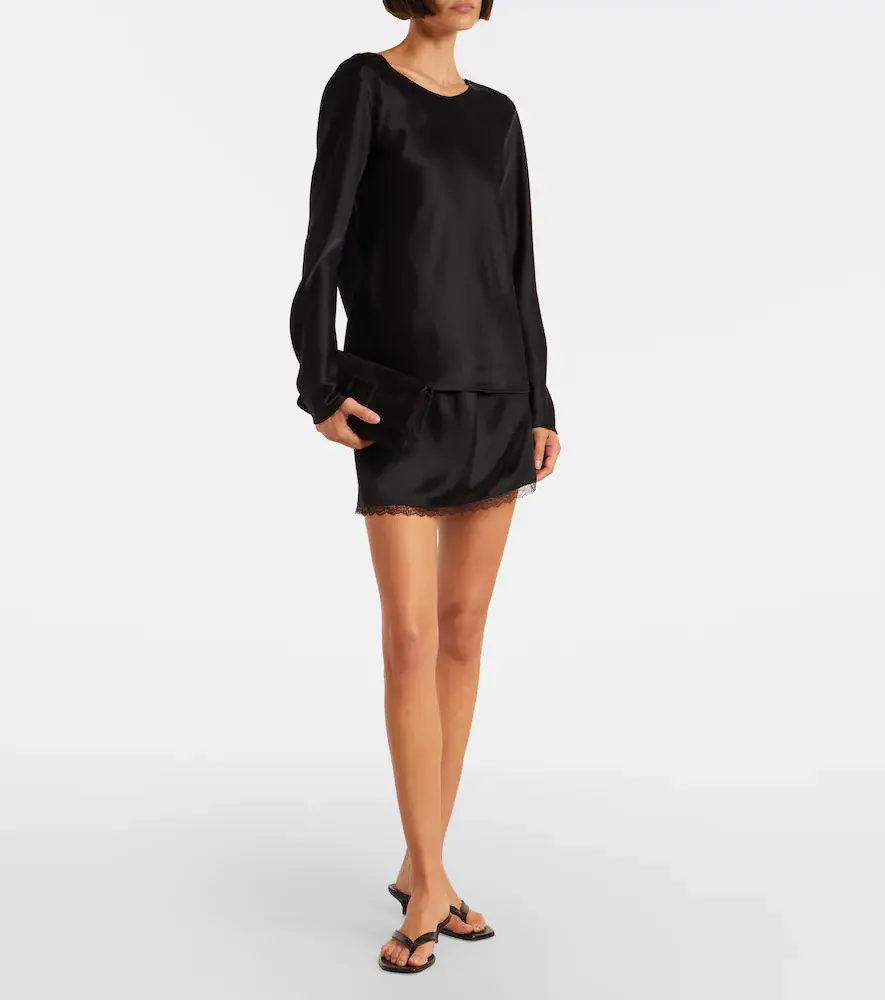 LESET Barb draped satin top | Thumbnail 4