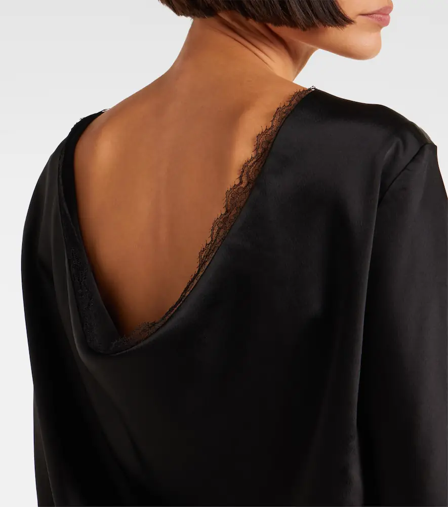LESET Barb draped satin top | Thumbnail 6