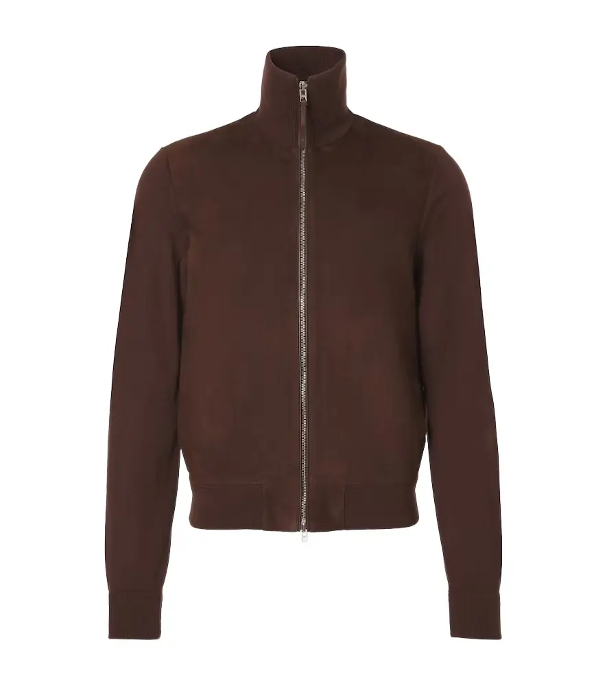 Tom Ford Suede-paneled wool-blend zip-up sweater | Image 1 Tom Ford Suede-paneled wool-blend zip-up sweater | Image 1