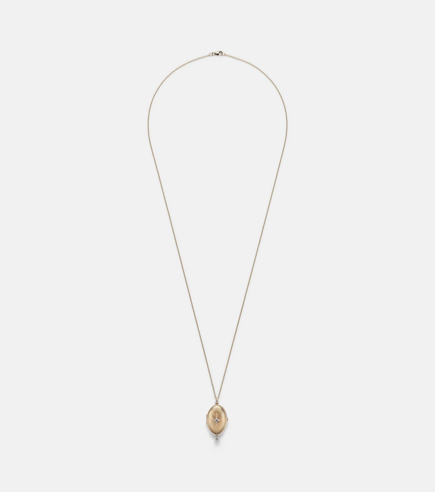 Persée Persée 9kt gold locket necklace with diamonds