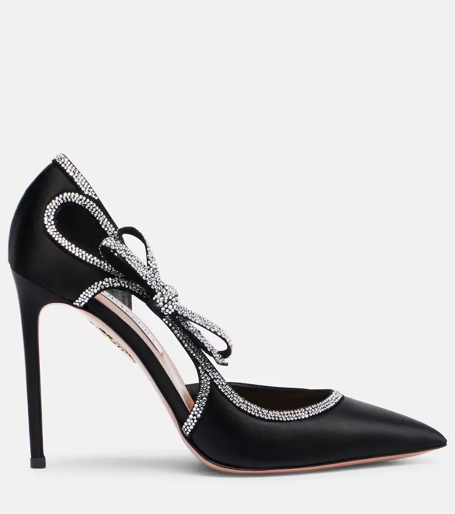 Aquazzura Soave Crystal 105 embellished satin pumps | Thumbnail 2