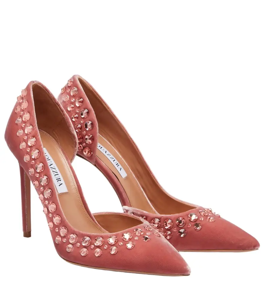 Aquazzura Cosmic Love 105 embellished velvet pumps