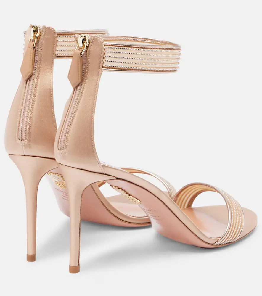 Aquazzura Shimmer 85 embellished satin sandals | Thumbnail 2