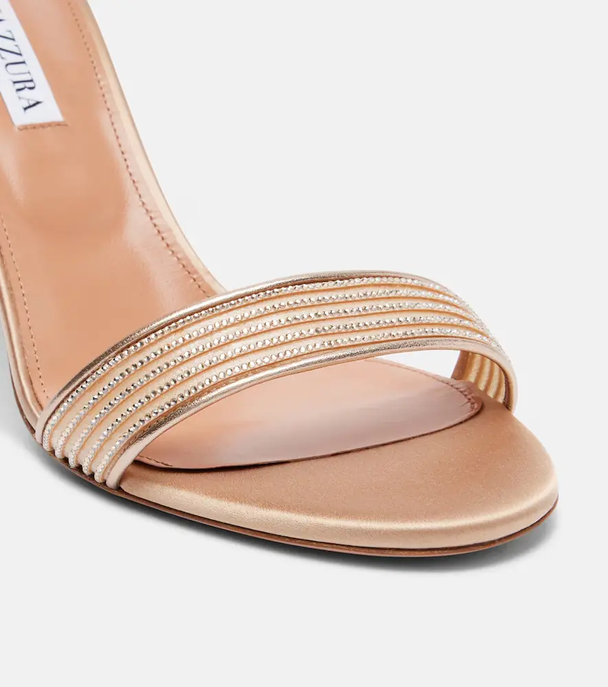 Aquazzura Shimmer 85 embellished satin sandals | Thumbnail 3