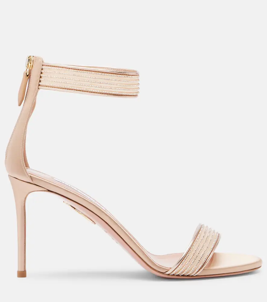 Aquazzura Shimmer 85 embellished satin sandals | Thumbnail 4