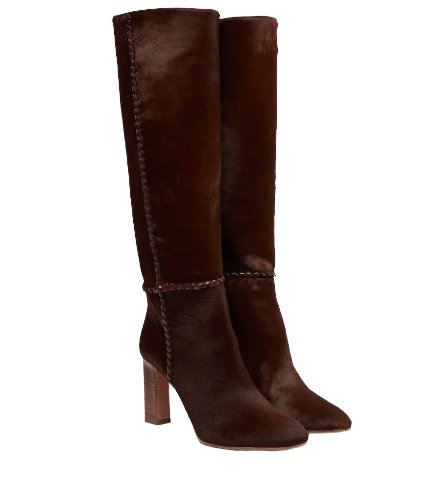 Aquazzura Indy 85 pony hair knee-high boots