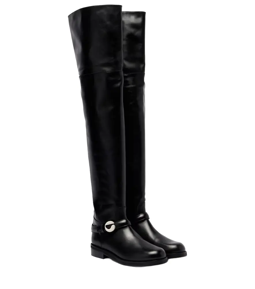 Coperni Logo leather over-the-knee boots
