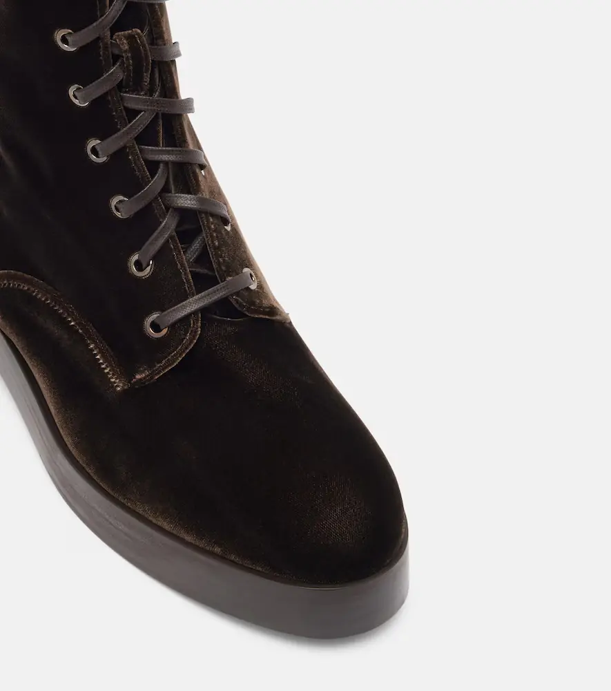 Aquazzura Ben 20 leather-trimmed velvet combat boots | Thumbnail 2 Aquazzura Ben 20 leather-trimmed velvet combat boots | Thumbnail 2