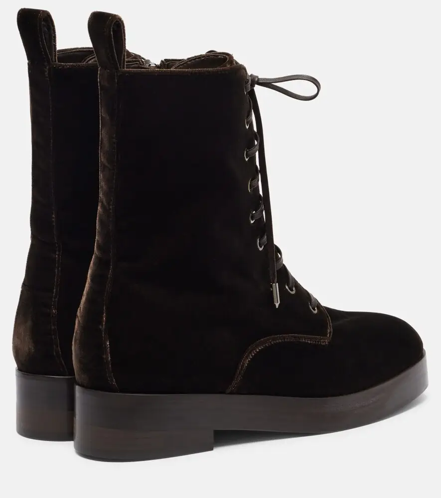 Aquazzura Ben 20 leather-trimmed velvet combat boots | Thumbnail 3 Aquazzura Ben 20 leather-trimmed velvet combat boots | Thumbnail 3