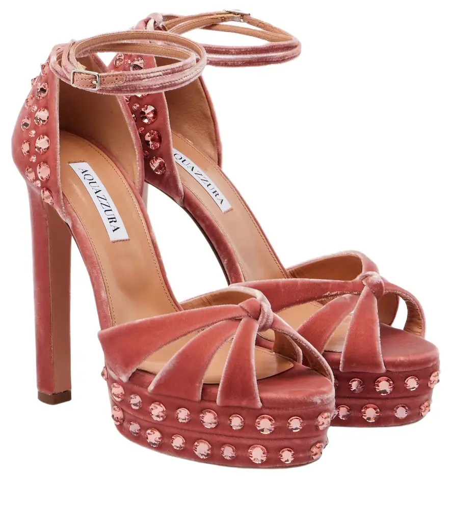 Aquazzura Cosmic Love 130 velvet platform sandals