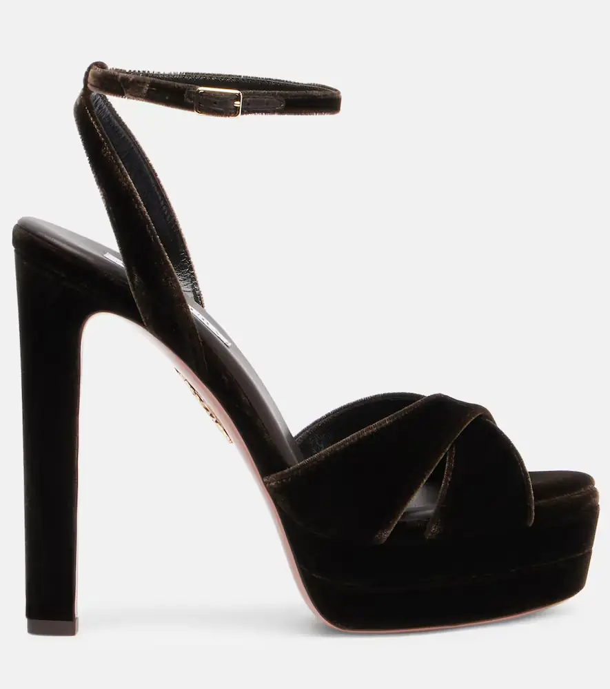 Aquazzura Divine 130 velvet platform sandals | Thumbnail 3