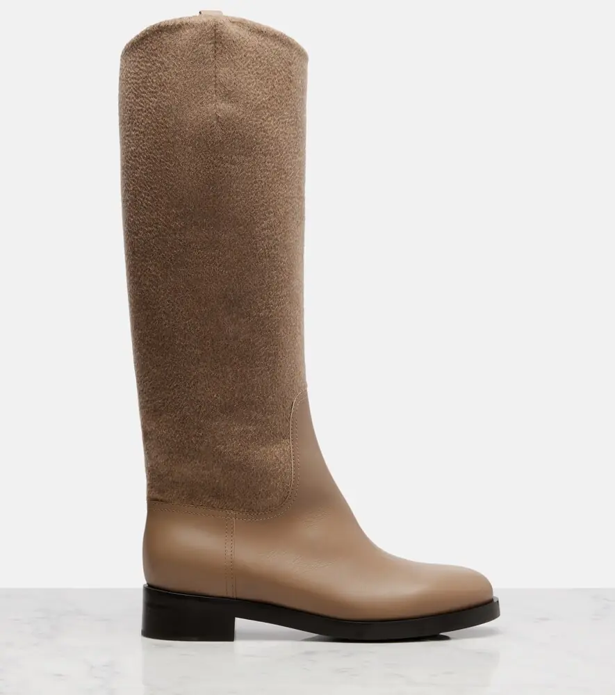 Max Mara Cashmere and leather knee-high boots | Thumbnail 3