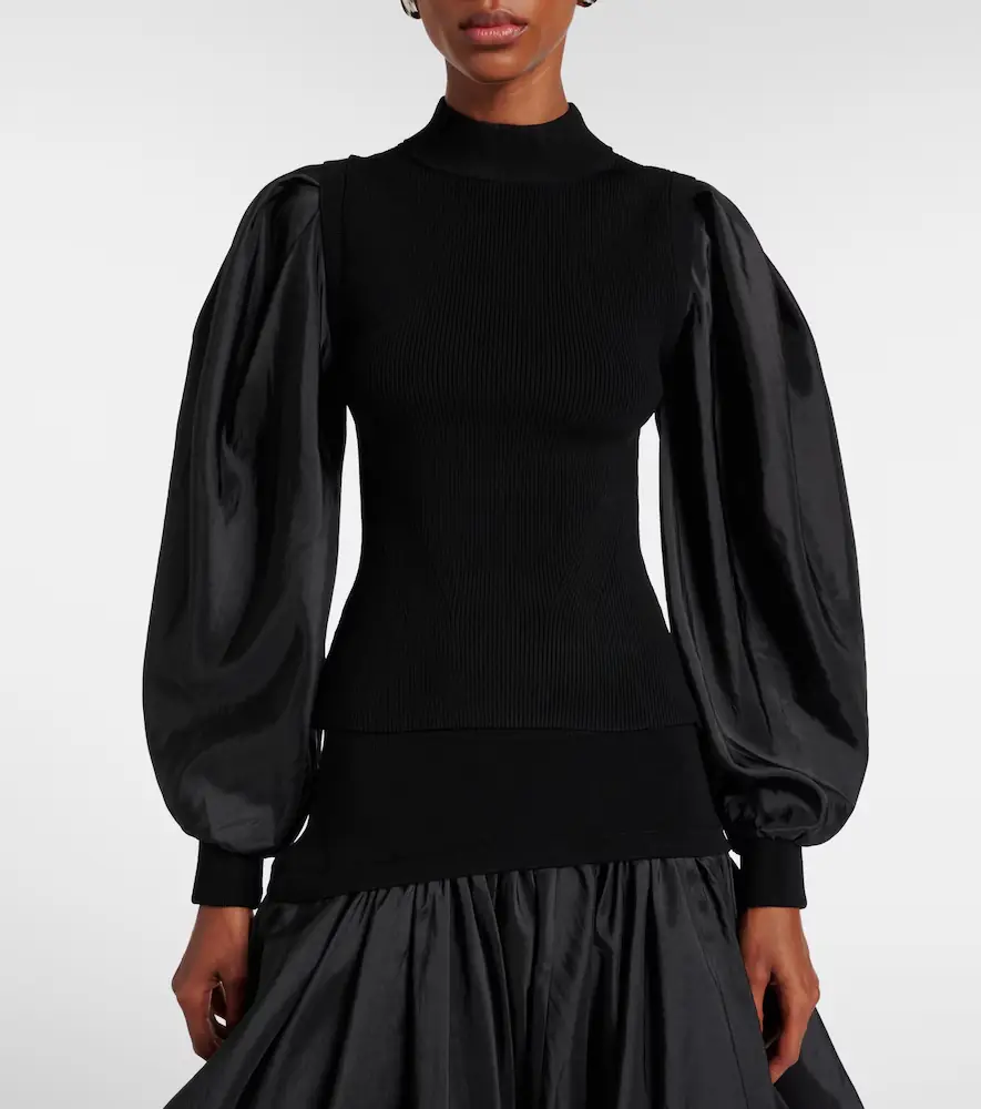 Simkhai Jackie taffeta-trimmed knitted top | Thumbnail 4
