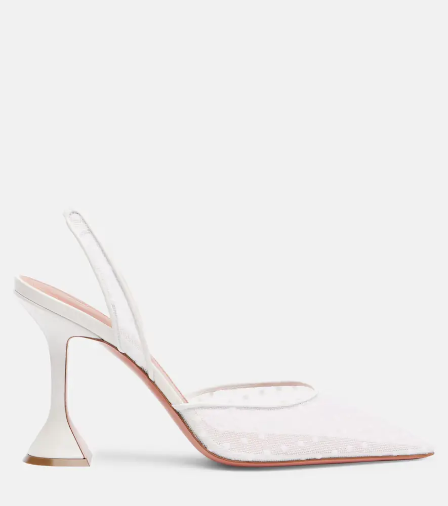 Amina Muaddi Holli 95 point d'esprit slingback pumps | Thumbnail 2 Amina Muaddi Holli 95 point d'esprit slingback pumps | Thumbnail 2