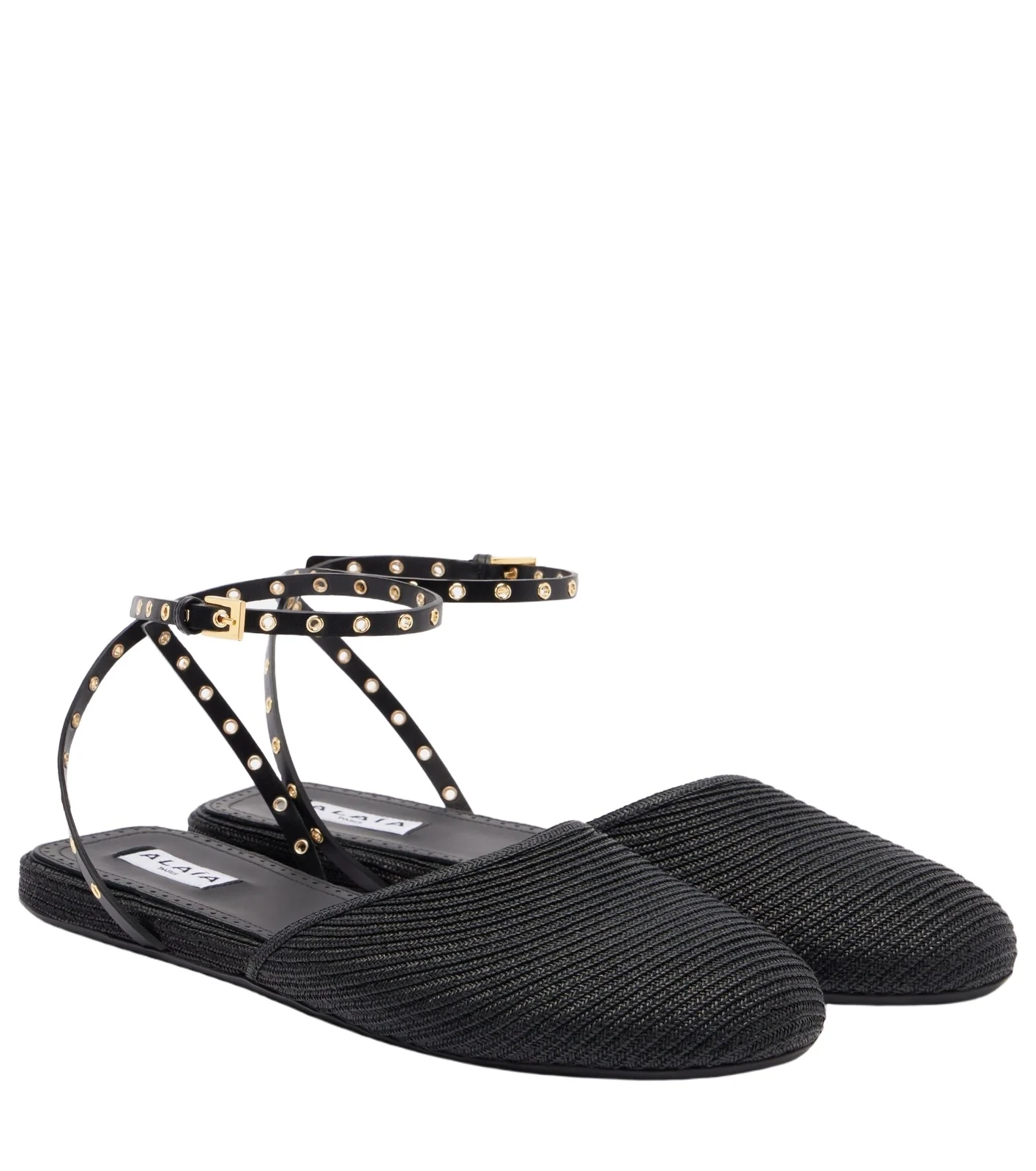 Leather-trimmed slingback flats Leather-trimmed slingback flats