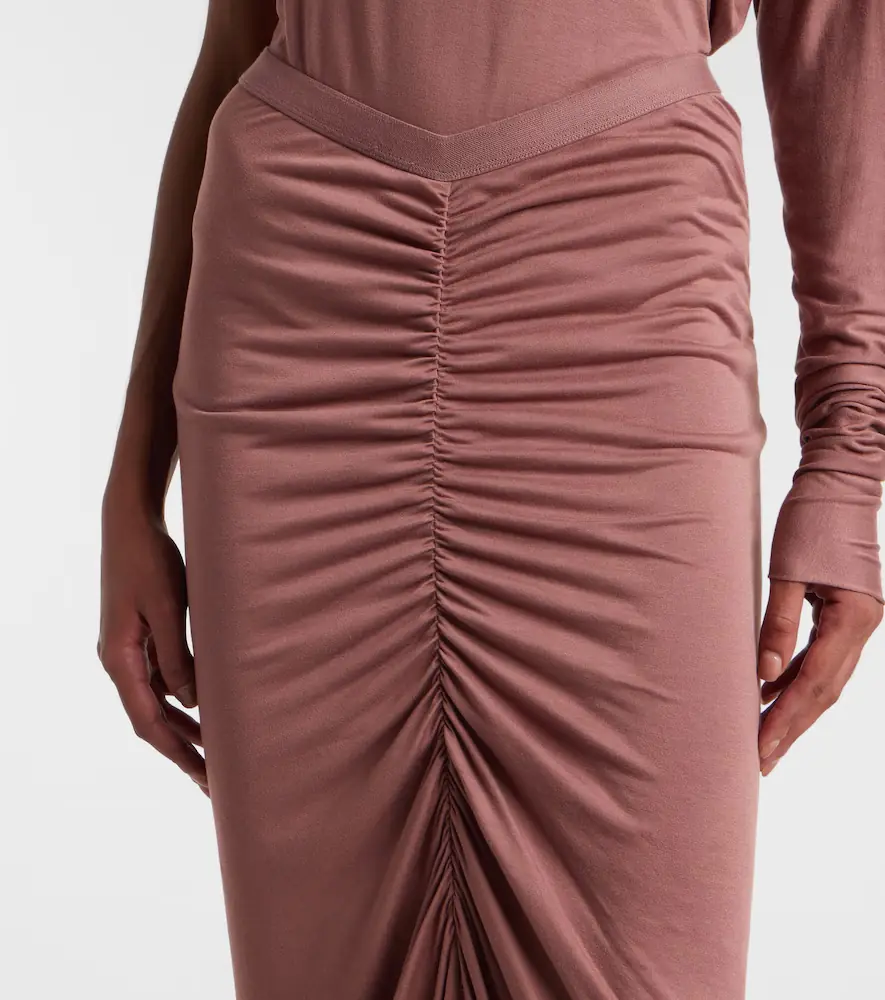 Rick Owens Poppy LS ruched jersey maxi skirt | Thumbnail 4