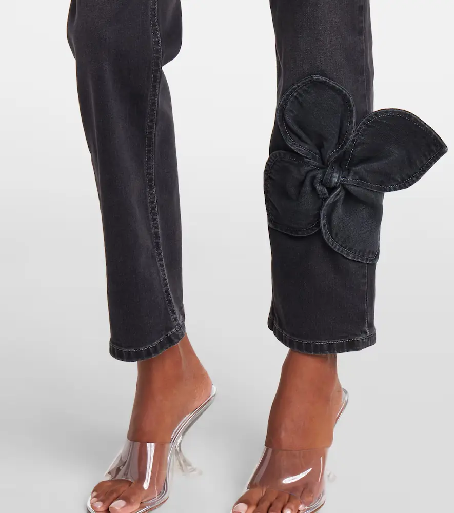 AREA Bow-detail cropped straight jeans | Thumbnail 5