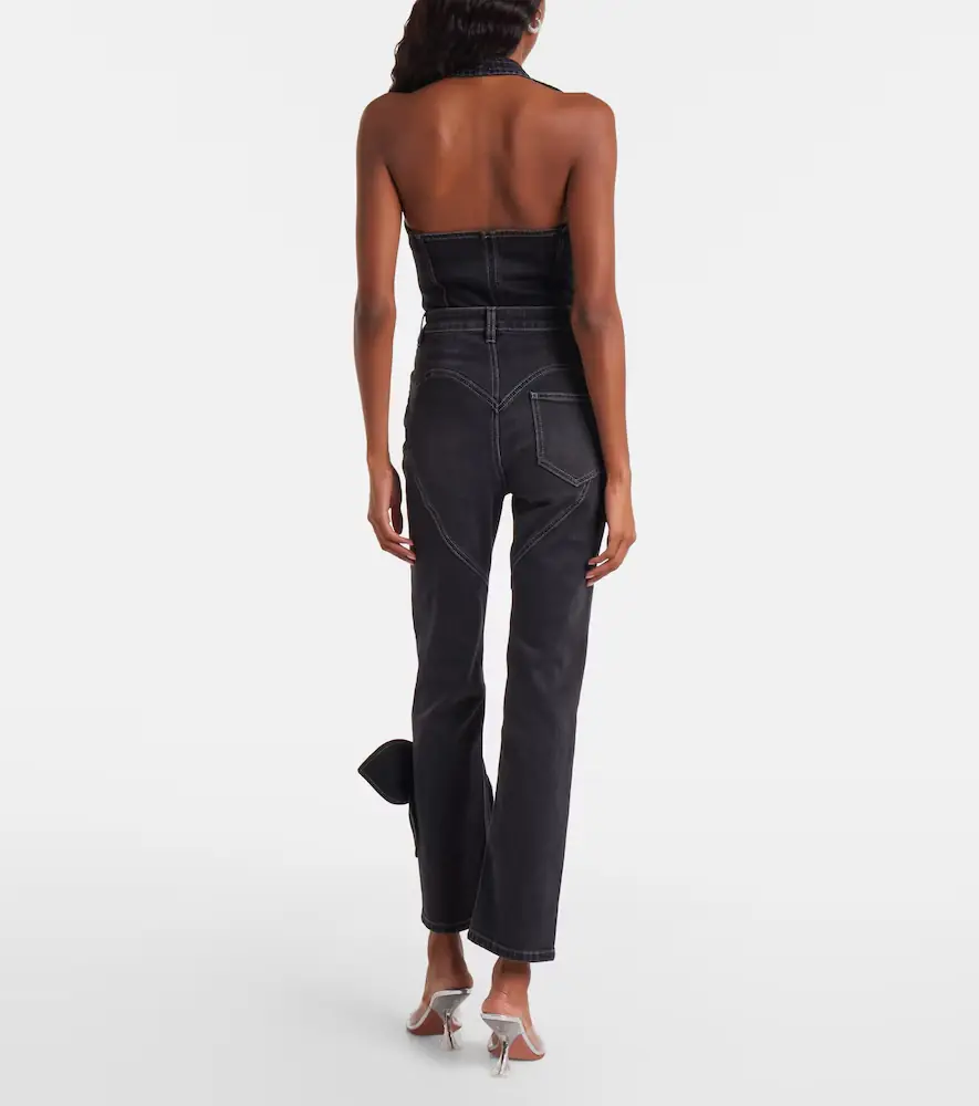 AREA Bow-detail cropped straight jeans | Thumbnail 7