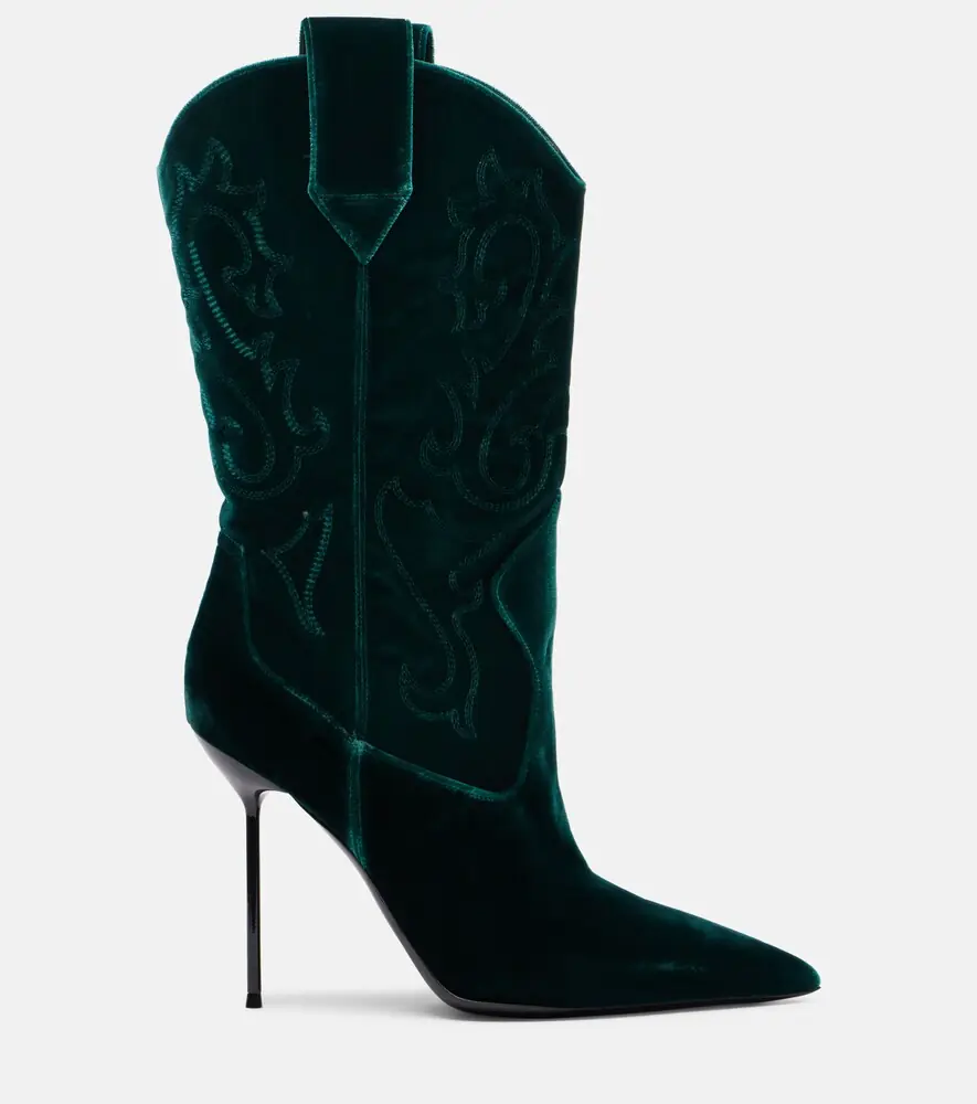 Paris Texas Lidia 105 velvet mid-calf boots | Thumbnail 2 Paris Texas Lidia 105 velvet mid-calf boots | Thumbnail 2