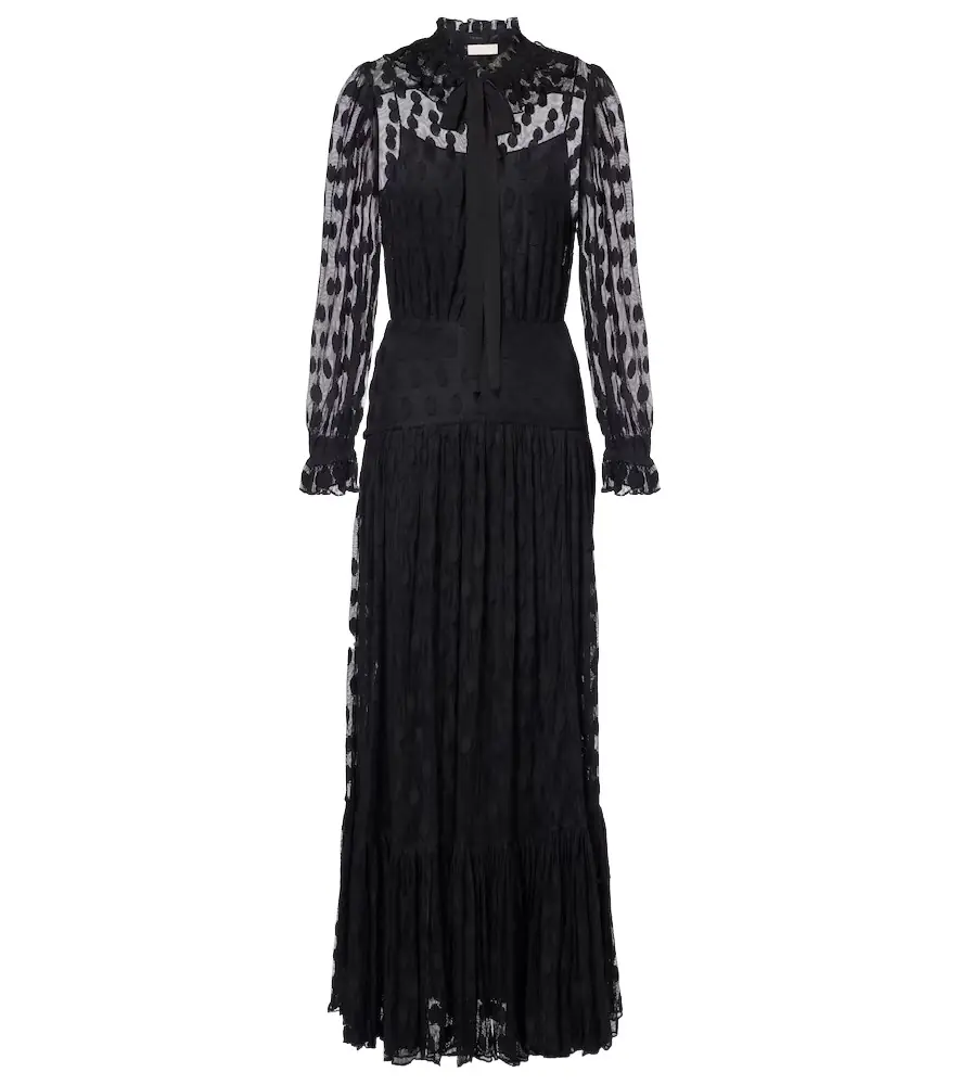 Ulla Johnson Soraya polka-dot tie-neck mesh maxi dress | Image 1 Ulla Johnson Soraya polka-dot tie-neck mesh maxi dress | Image 1