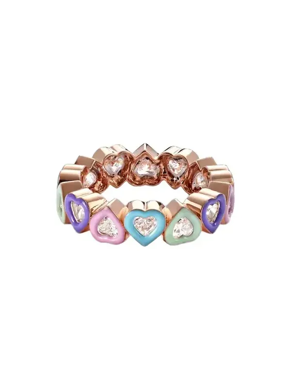 18kt rose gold ring with diamonds and enamel 18kt rose gold ring with diamonds and enamel
